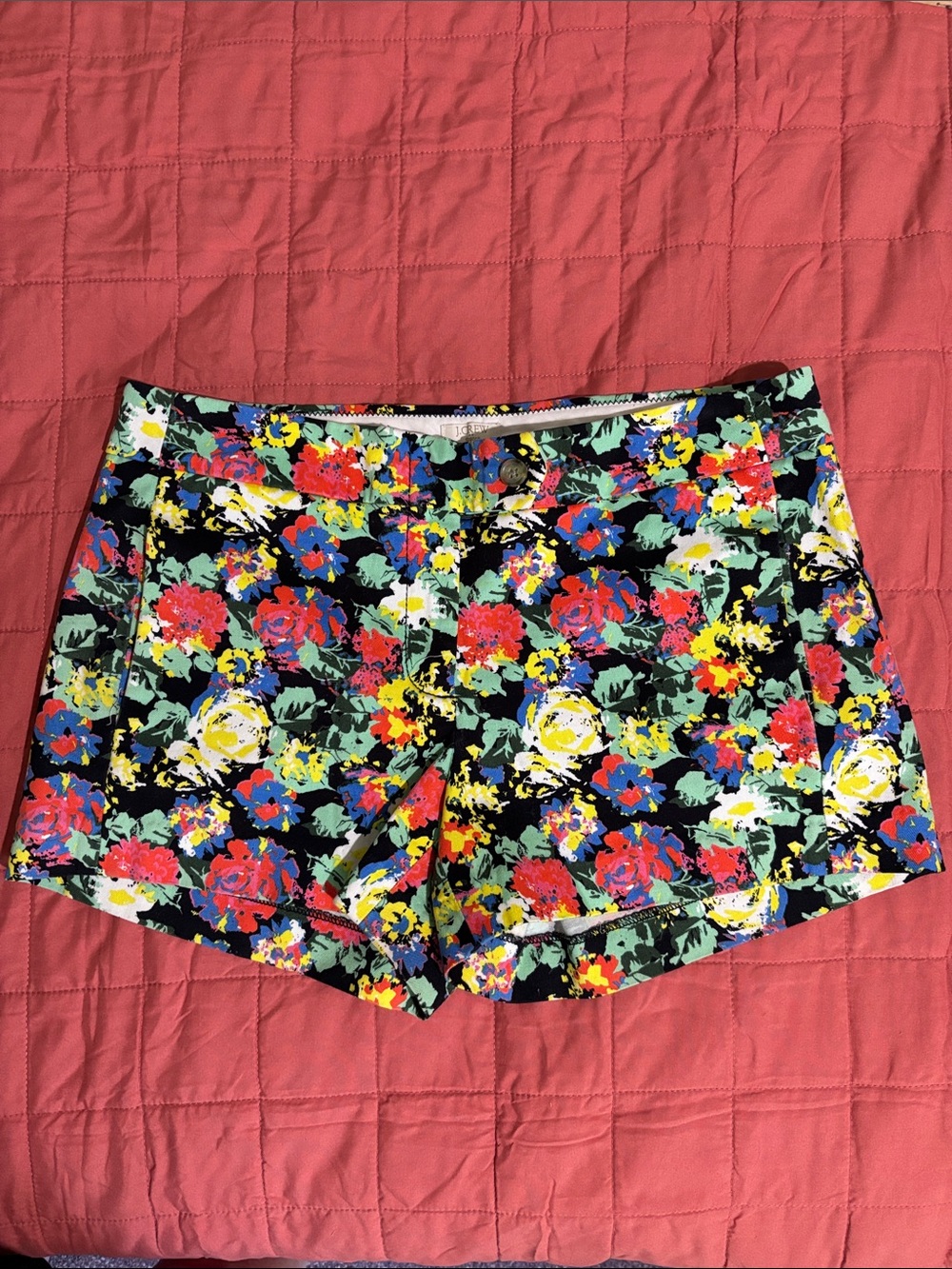 J Crew size 4 floral stretch chino shorts Multicolor cotton